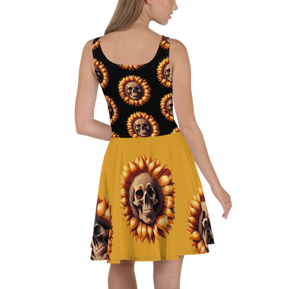 Radiant Bloom Skull Skater Dress